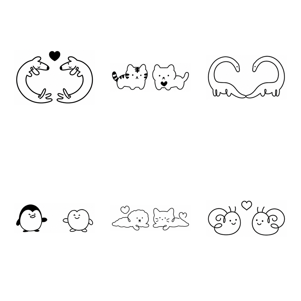 Cute Pairs I — Owen Flash Sheet, 6 paired tattoo designs by Owen