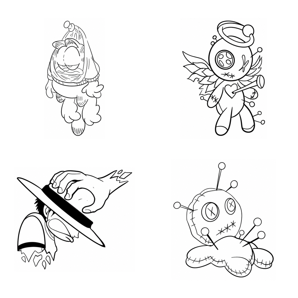 Character Singles — Owen Flash Sheet, 4 single tattoo designs by Owen