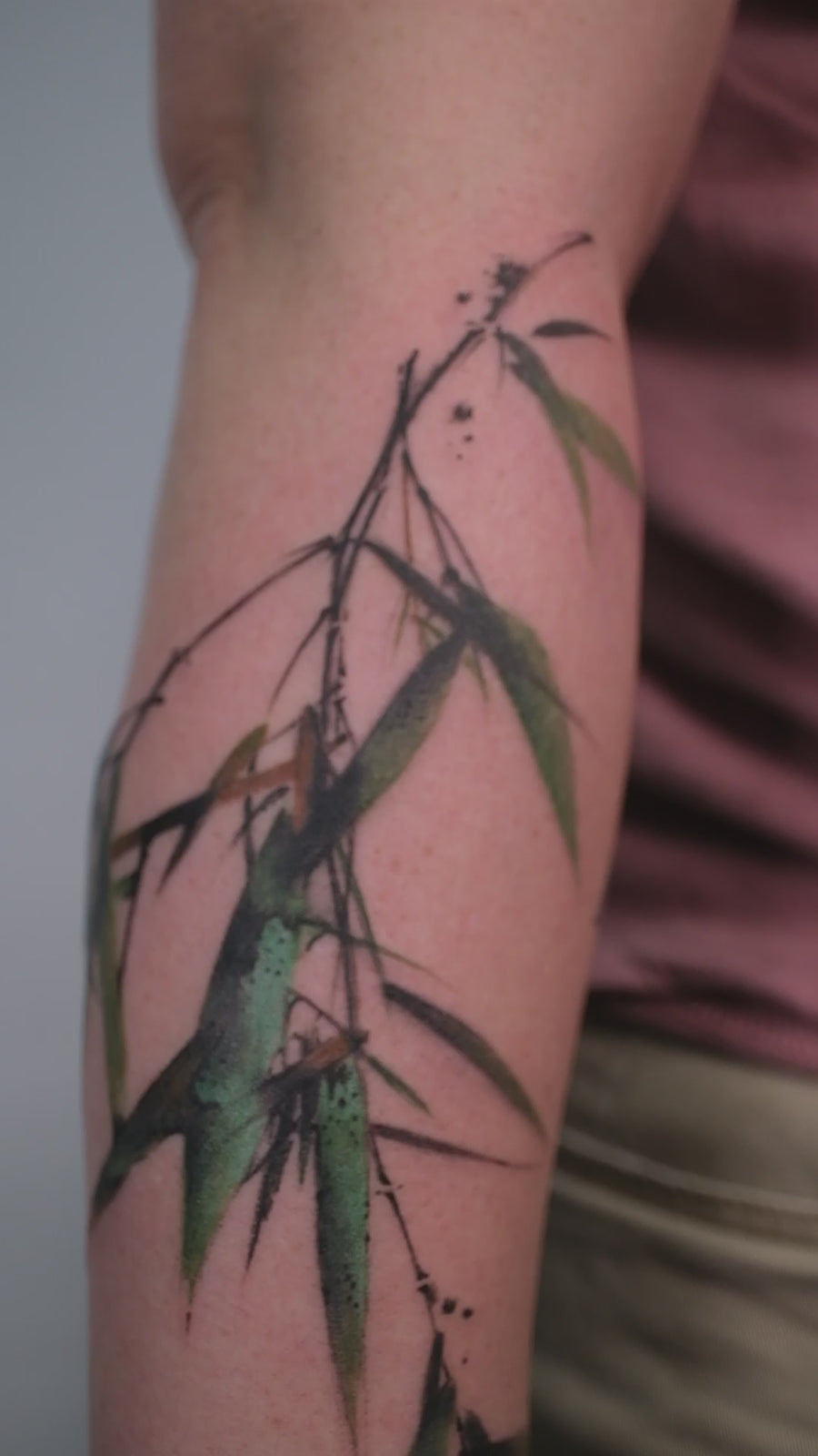 Ink brush bamboo arm tattoo by Zero