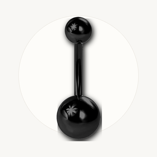 Implant Grade Titanium - Belly Button Ring - Black - 14G (1.6 x 10+5+8 mm) - product view