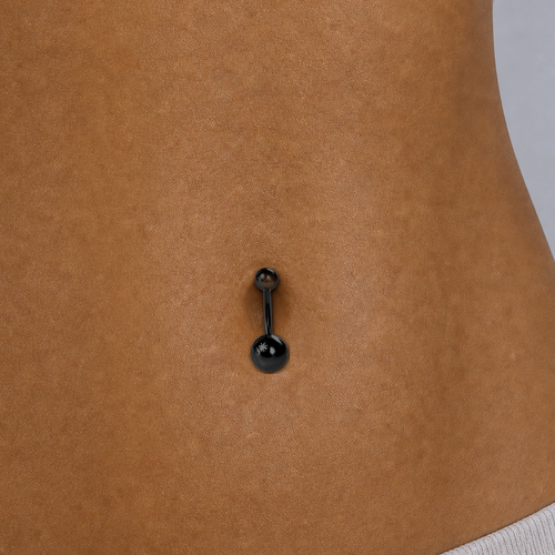 Implant Grade Titanium - Belly Button Ring - Black - 14G (1.6 x 10+5+8 mm) - model wear view