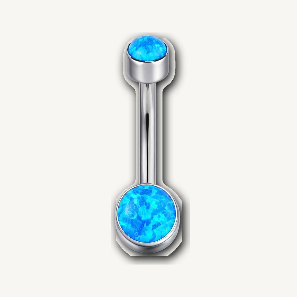 Implant Grade Titanium - Belly Button Ring - Silver - OP05 - 14G (1.6 x 10+4+6 mm) - product view