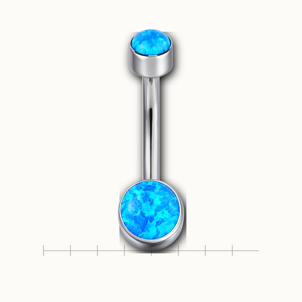 Implant Grade Titanium - Belly Button Ring - Silver - OP05 - 14G (1.6 x 10+4+6 mm) - scale view