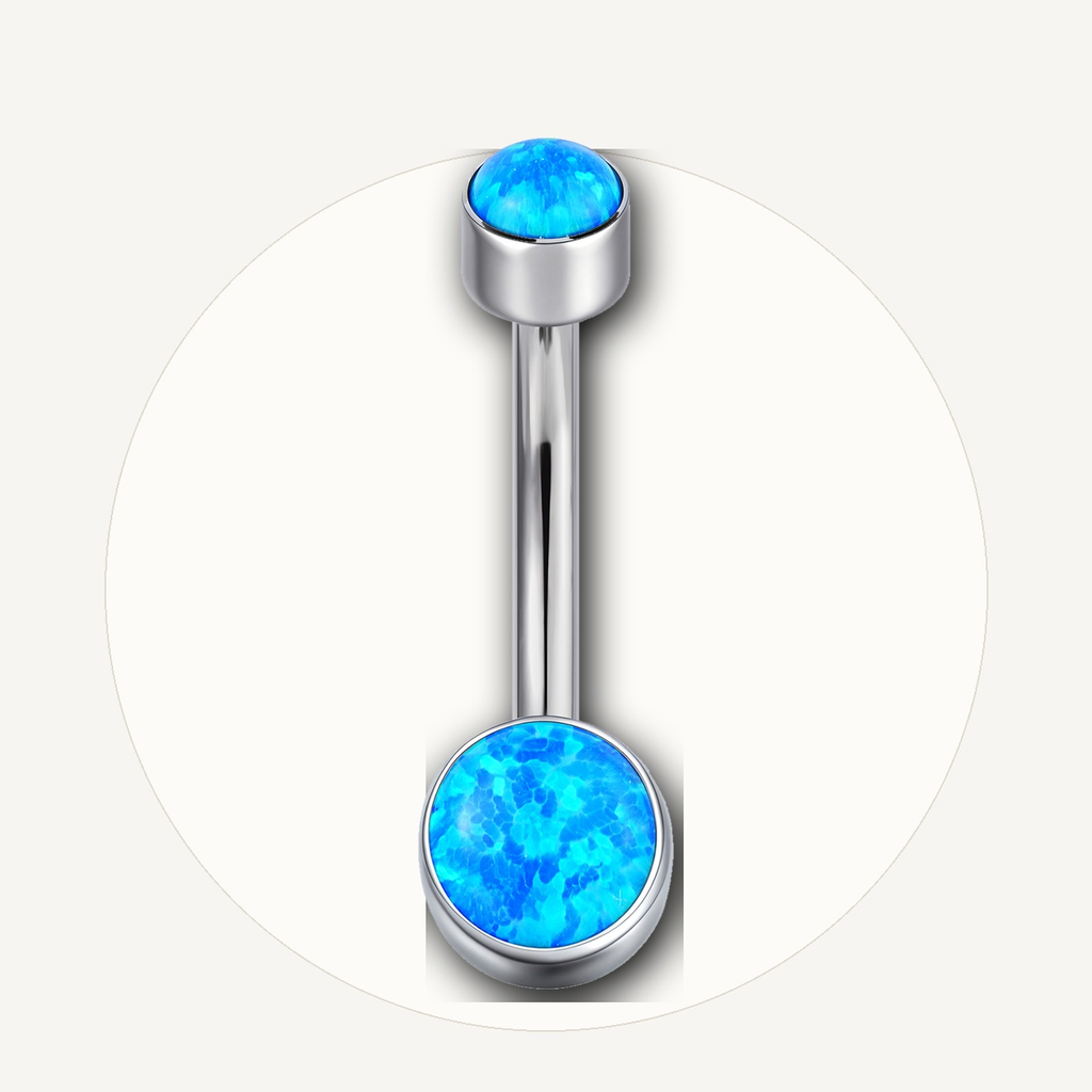 Implant Grade Titanium - Belly Button Ring - Silver - OP05 - 14G (1.6 x 10+4+6 mm) - styling view