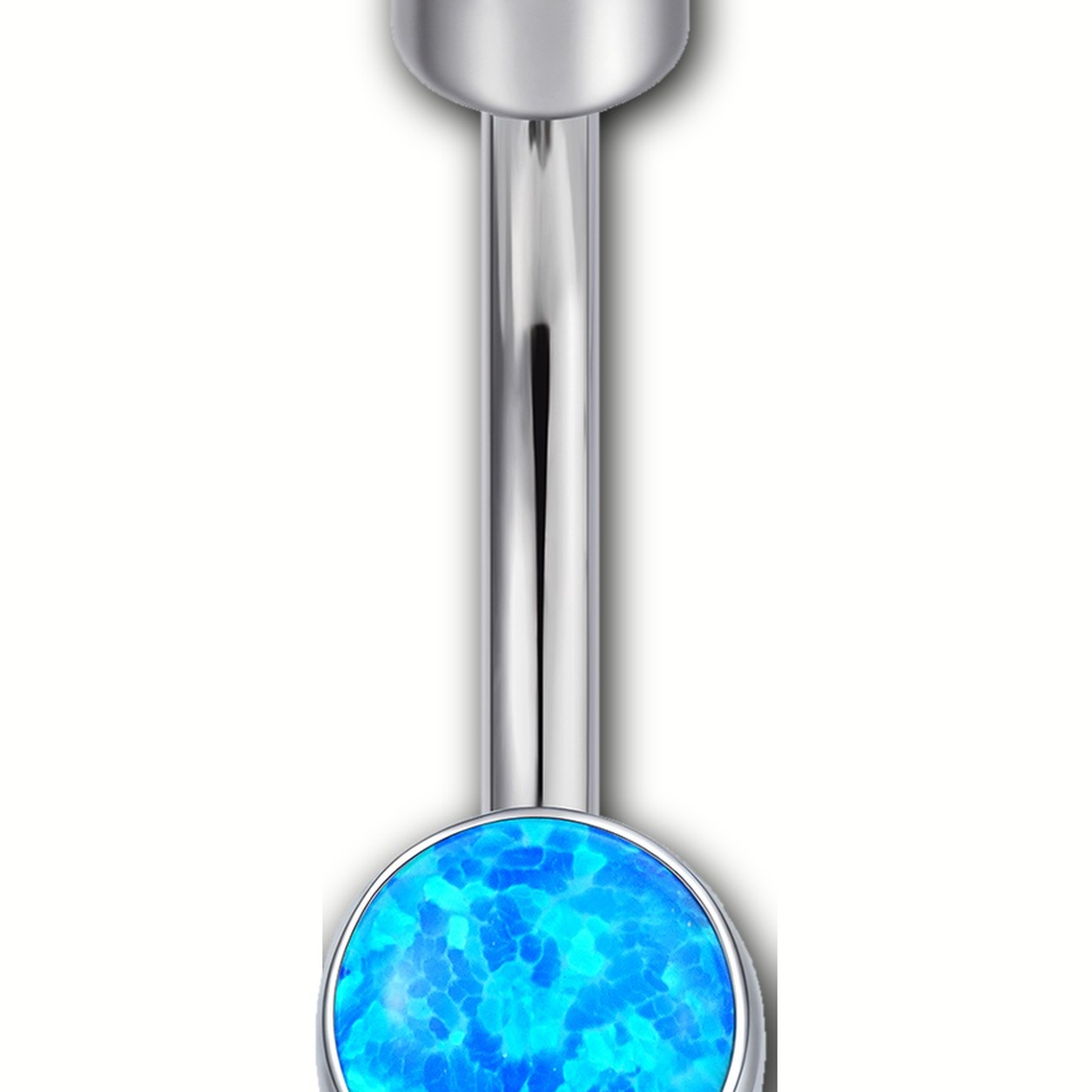 Implant Grade Titanium - Belly Button Ring - Silver - OP05 - 14G (1.6 x 10+4+6 mm) - detail view