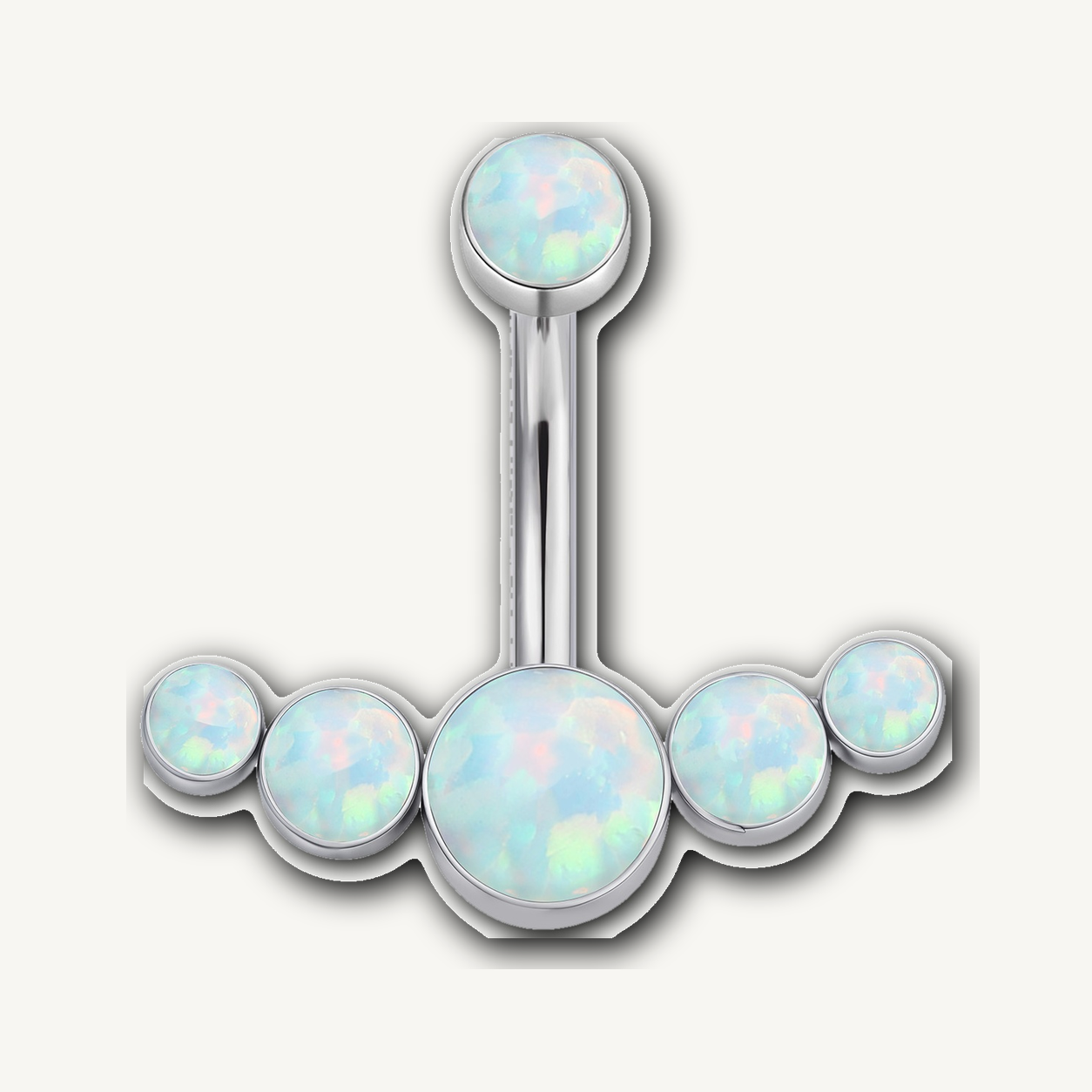 Implant Grade Titanium - Belly Button Ring - Silver - OP05 - 14G (1.6 x 10 mm) - detail view