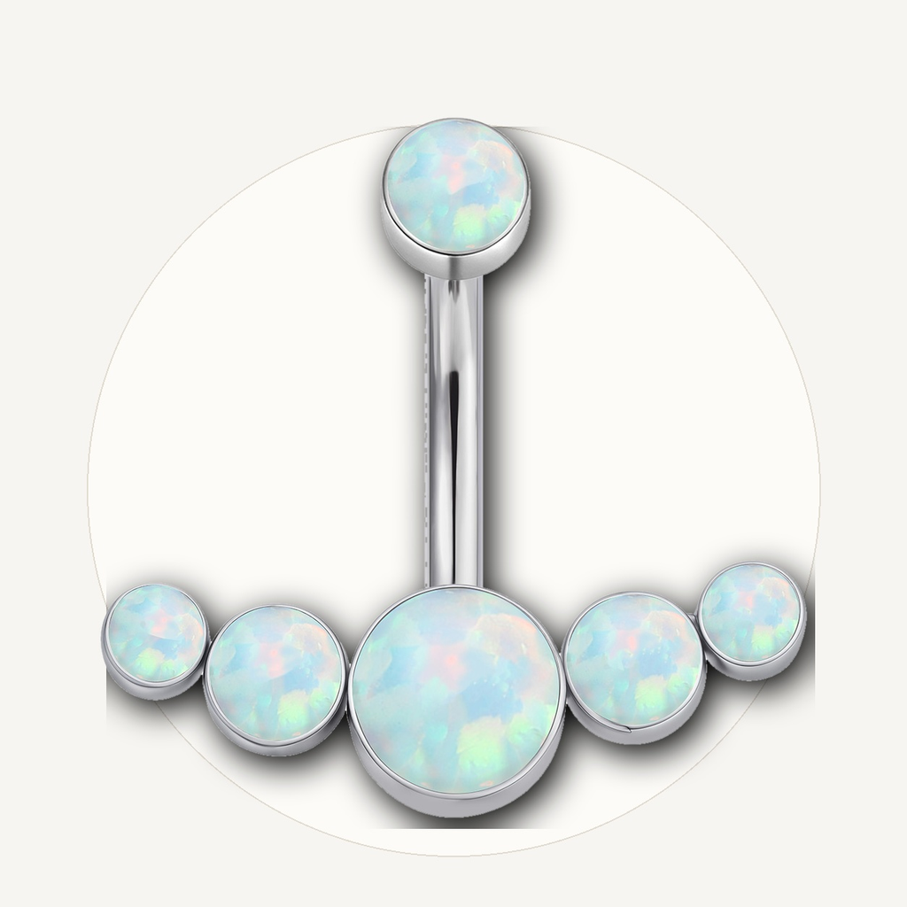 Implant Grade Titanium - Belly Button Ring - Silver - OP05 - 14G (1.6 x 10 mm) - styling view