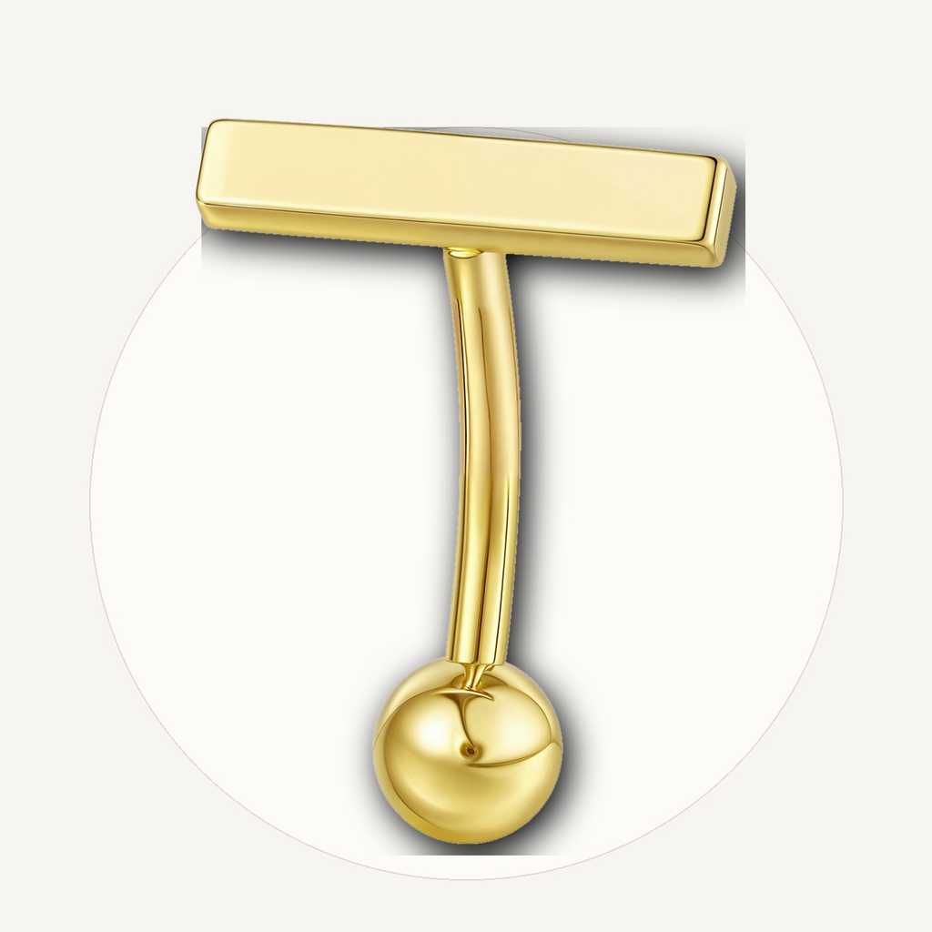 Implant Grade Titanium - Belly Button Ring - Gold - 14G (1.6 x 10+5 mm) - styling view