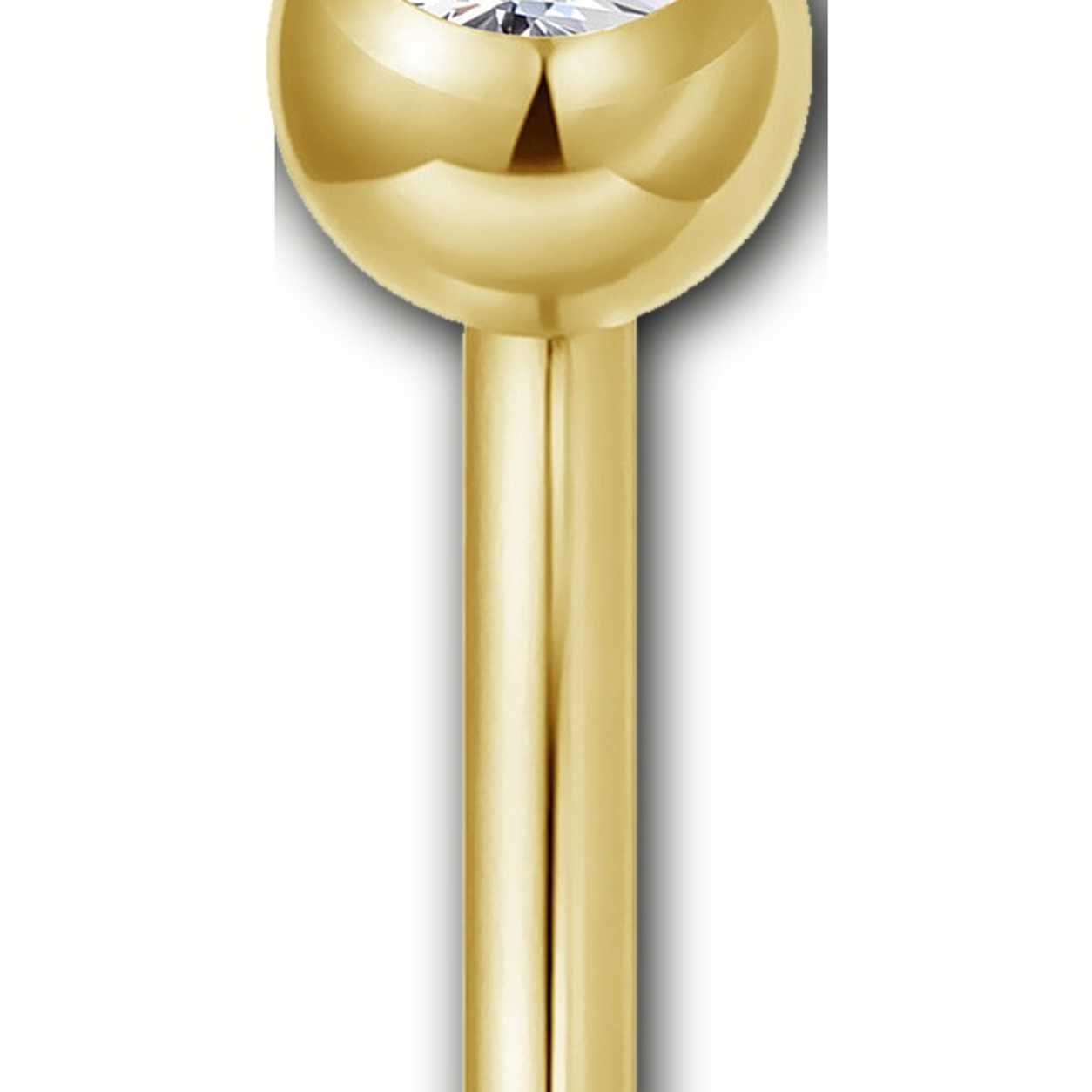 Implant Grade Titanium - Belly Button Ring - 24K Gold - Clear CZ - 14G (1.6 x 6+5 mm) - detail view