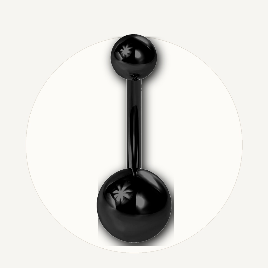 Implant Grade Titanium - Belly Button Ring - Black - 14G (1.6 x 10+5+8 mm) - styling view