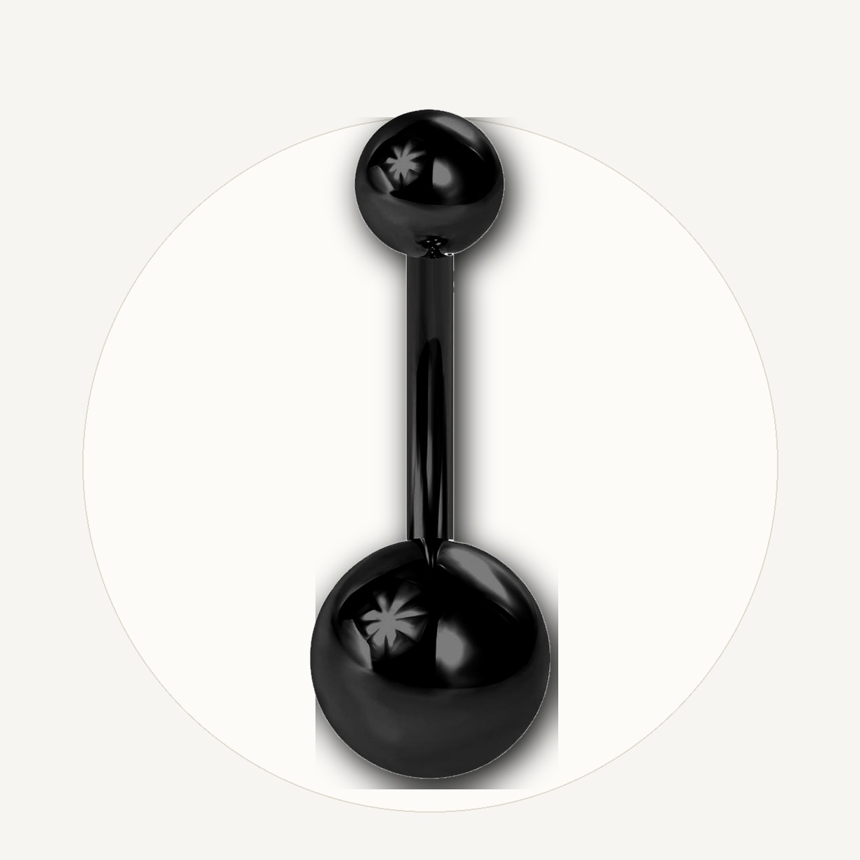 Implant Grade Titanium - Belly Button Ring - Black - 14G (1.6 x 10+5+8 mm) - styling view