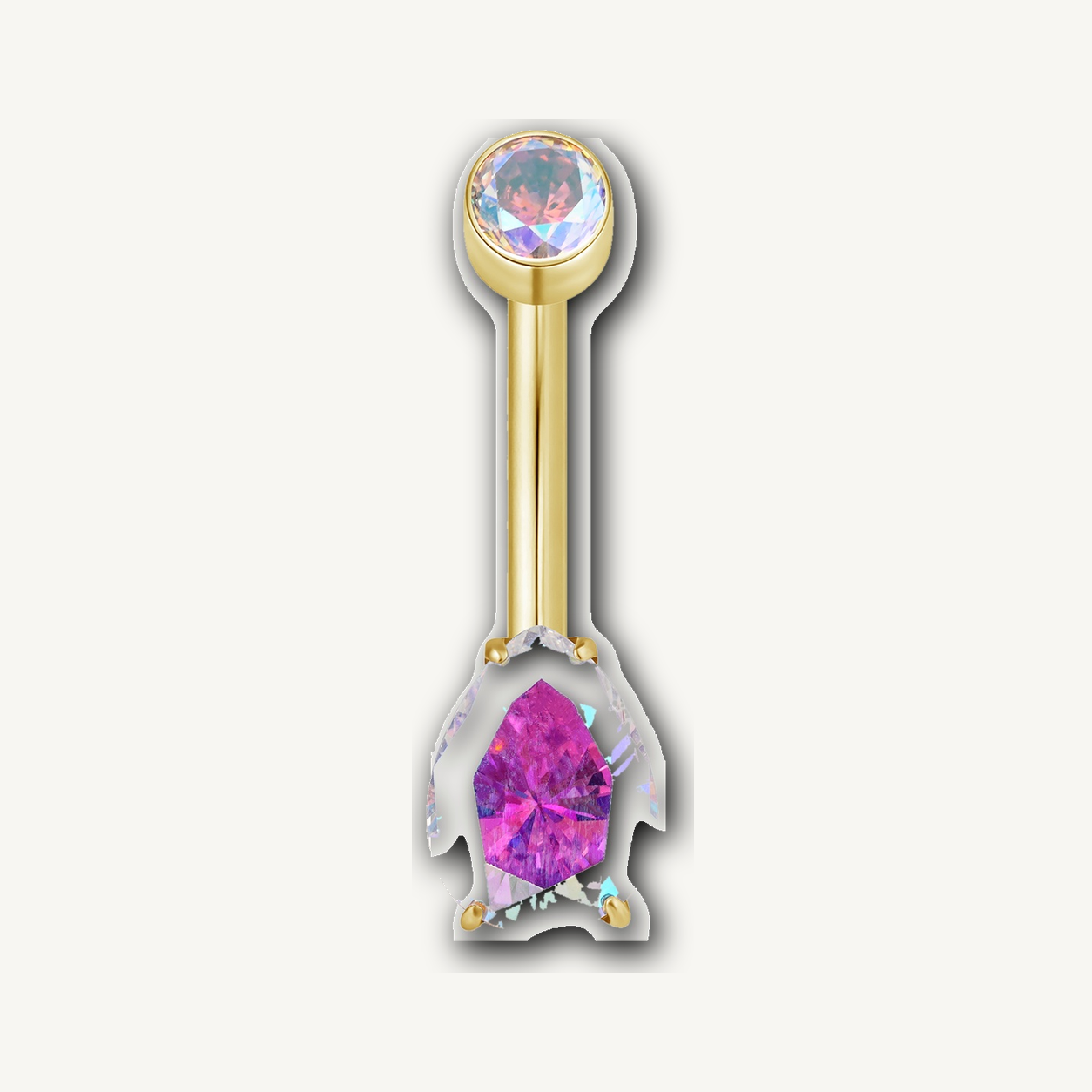 Implant Grade Titanium - Belly Button Ring - Gold - ABCZ - 14G (1.6 x 10+4+6 mm) - product view
