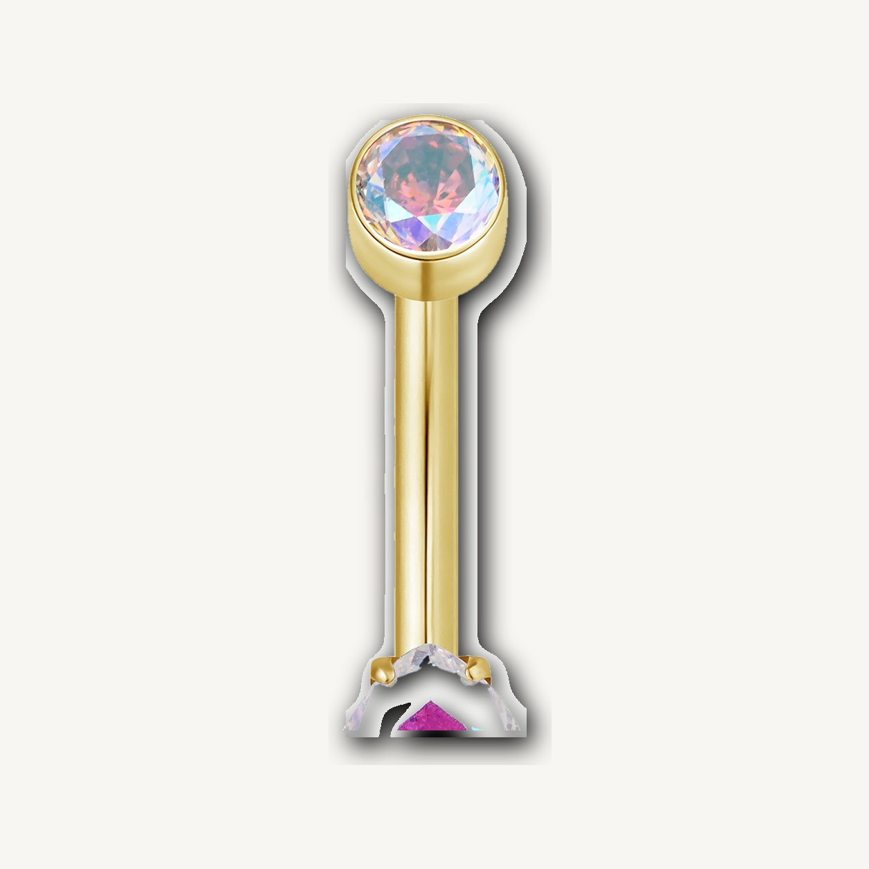 Implant Grade Titanium - Belly Button Ring - Gold - ABCZ - 14G (1.6 x 10+4+6 mm) - detail view