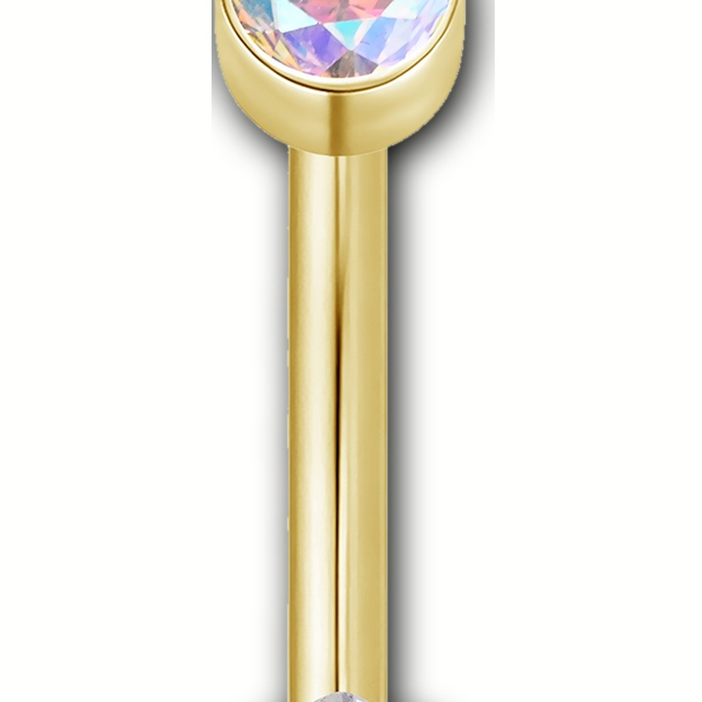 Implant Grade Titanium - Belly Button Ring - Gold - ABCZ - 14G (1.6 x 10+4+6 mm) - detail view
