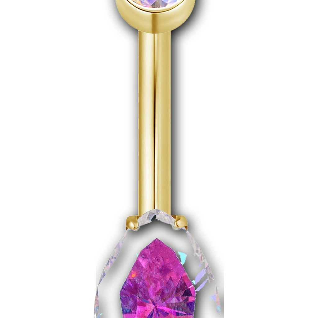 Implant Grade Titanium - Belly Button Ring - Gold - ABCZ - 14G (1.6 x 10+4+6 mm) - detail view