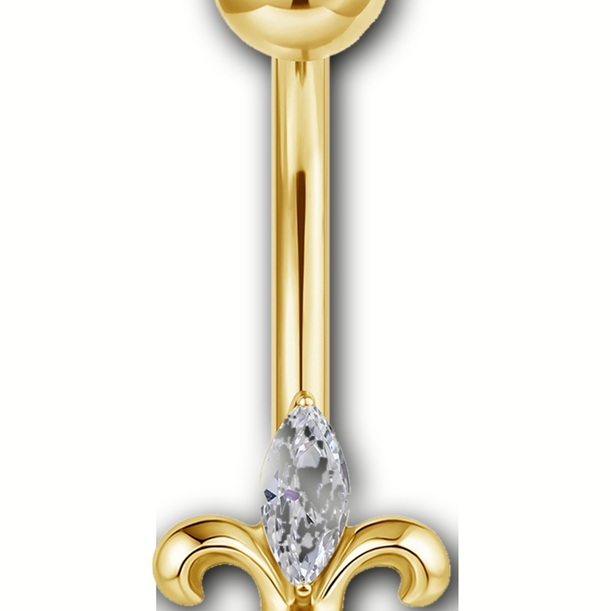 Implant Grade Titanium - Belly Button Ring - Gold - Clear CZ - 14G (1.6 x 10+5 mm) - detail view