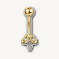 Implant Grade Titanium - Belly Button Ring - Gold - Clear CZ - 14G (1.6 x 10+5 mm) - product view