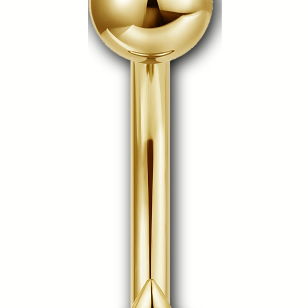 Implant Grade Titanium - Belly Button Ring - Gold - Clear CZ - 14G (1.6 x 10+5 mm) - detail view