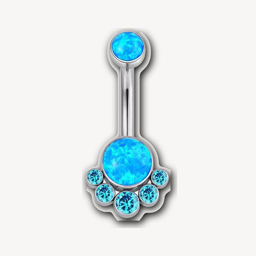 Implant Grade Titanium - Belly Button Ring - Silver - OP05+BLCZ - 14G (1.6 x 10+5+8 mm) - product view