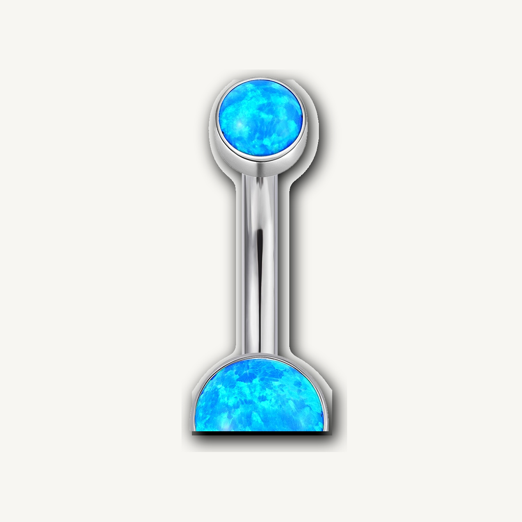 Implant Grade Titanium - Belly Button Ring - Silver - OP05+BLCZ - 14G (1.6 x 10+5+8 mm) - detail view