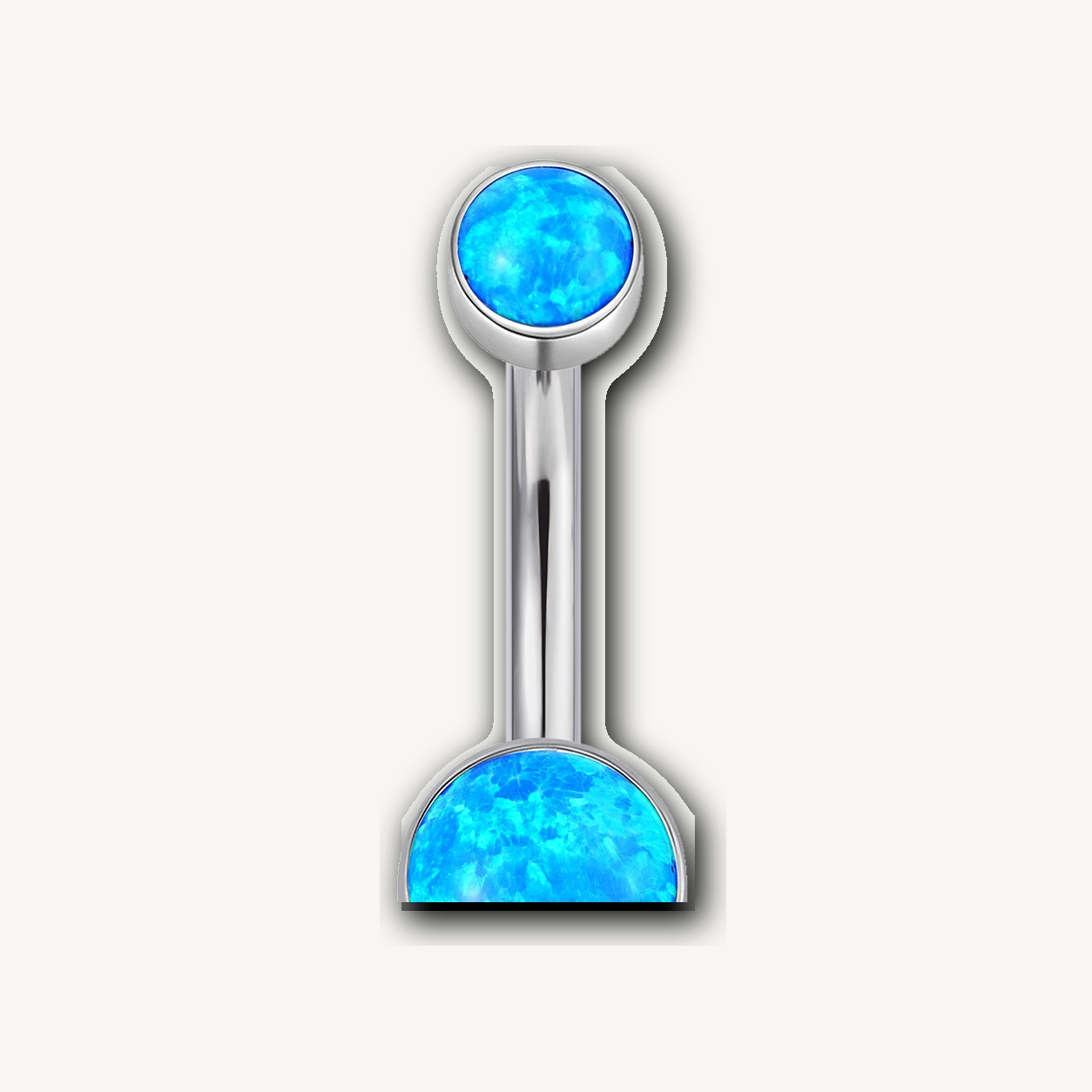 Implant Grade Titanium - Belly Button Ring - Silver - OP05+BLCZ - 14G (1.6 x 10+5+8 mm) - detail view