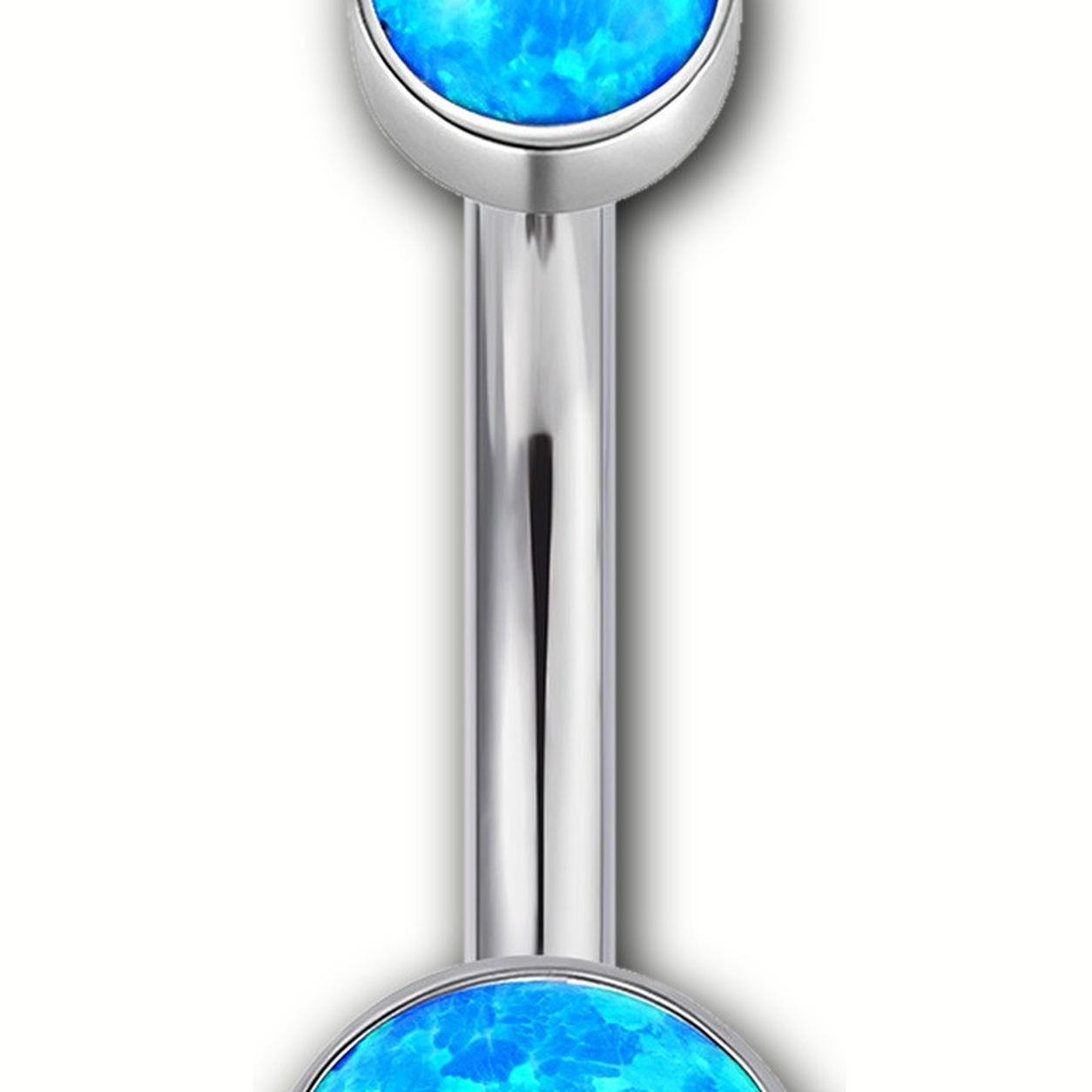 Implant Grade Titanium - Belly Button Ring - Silver - OP05+BLCZ - 14G (1.6 x 10+5+8 mm) - detail view