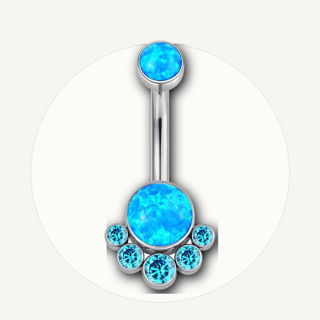 Implant Grade Titanium - Belly Button Ring - Silver - OP05+BLCZ - 14G (1.6 x 10+5+8 mm) - styling view