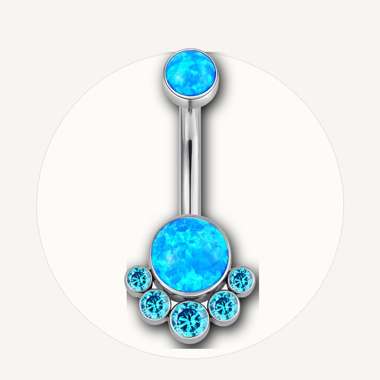 Implant Grade Titanium - Belly Button Ring - Silver - OP05+BLCZ - 14G (1.6 x 10+5+8 mm) - styling view