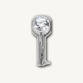 Implant Grade Titanium - Belly Button Ring - Silver - Clear CZ - 14G (1.6 x 10+5 mm) - product view