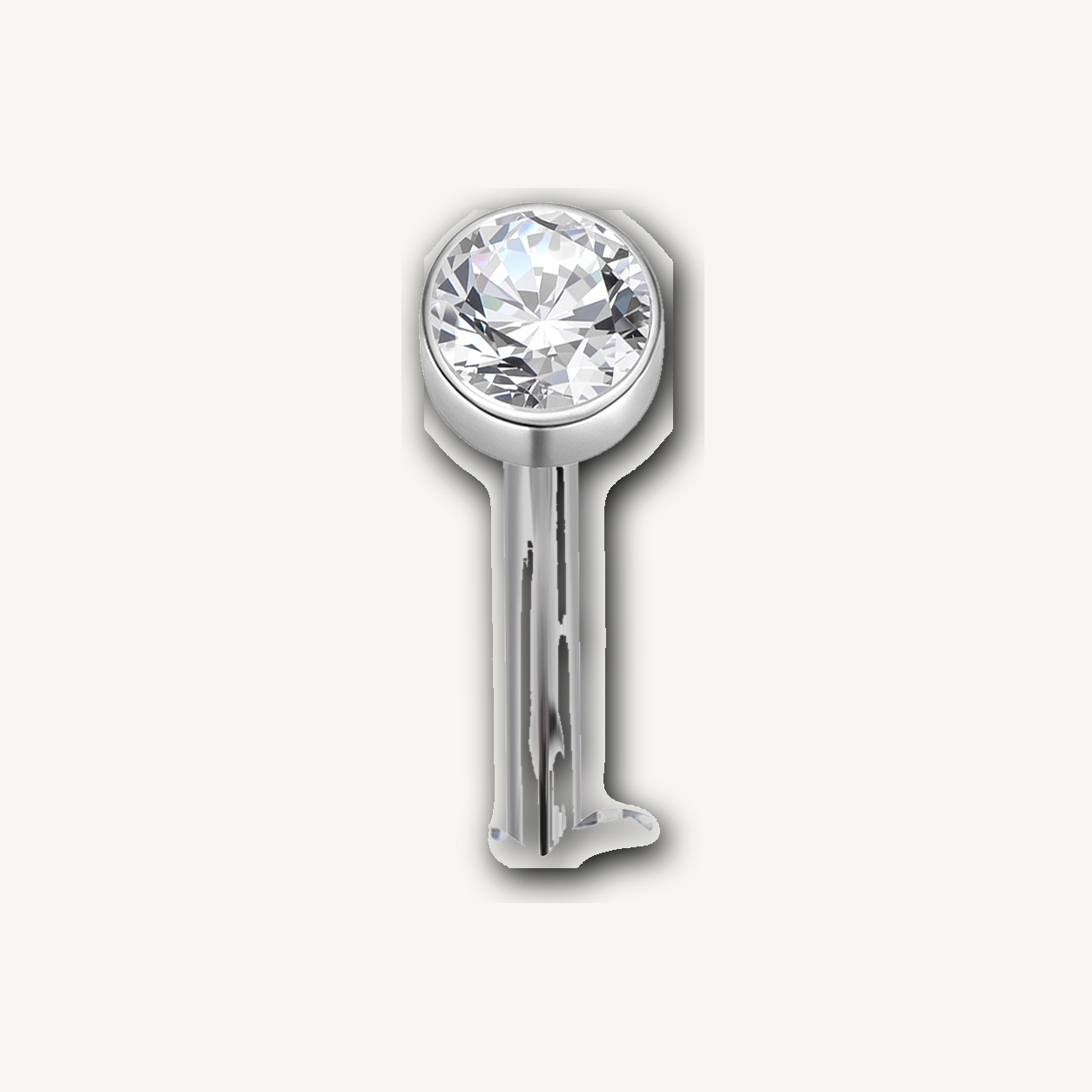 Implant Grade Titanium - Belly Button Ring - Silver - Clear CZ - 14G (1.6 x 10+5 mm) - product view