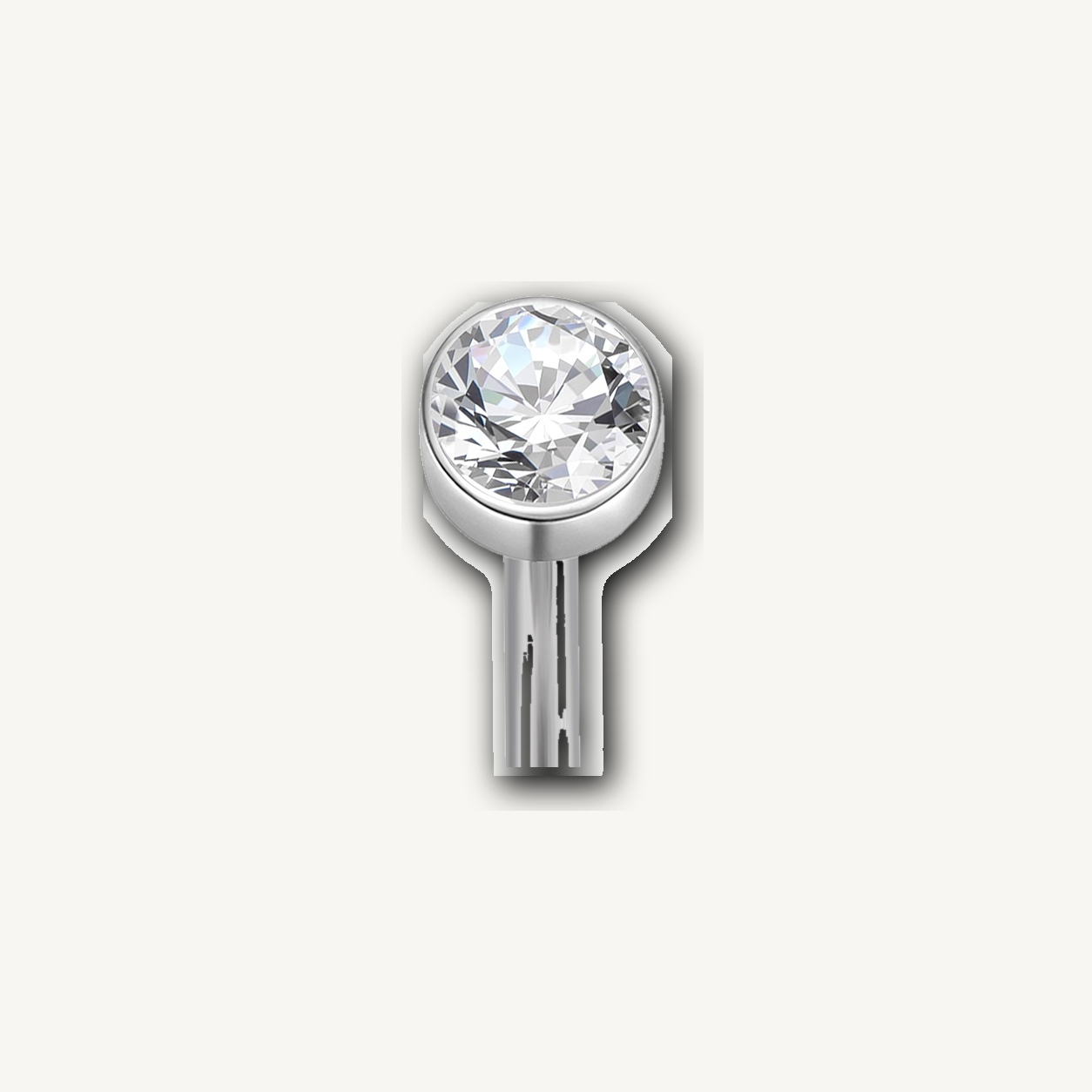 Implant Grade Titanium - Belly Button Ring - Silver - Clear CZ - 14G (1.6 x 10+5 mm) - detail view