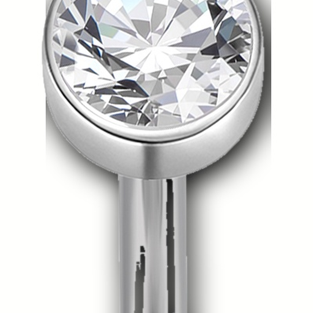 Implant Grade Titanium - Belly Button Ring - Silver - Clear CZ - 14G (1.6 x 10+5 mm) - detail view
