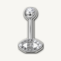 Implant Grade Titanium - Belly Button Ring - Silver - Clear CZ - 14G (1.6 x 6+5 mm) - product view