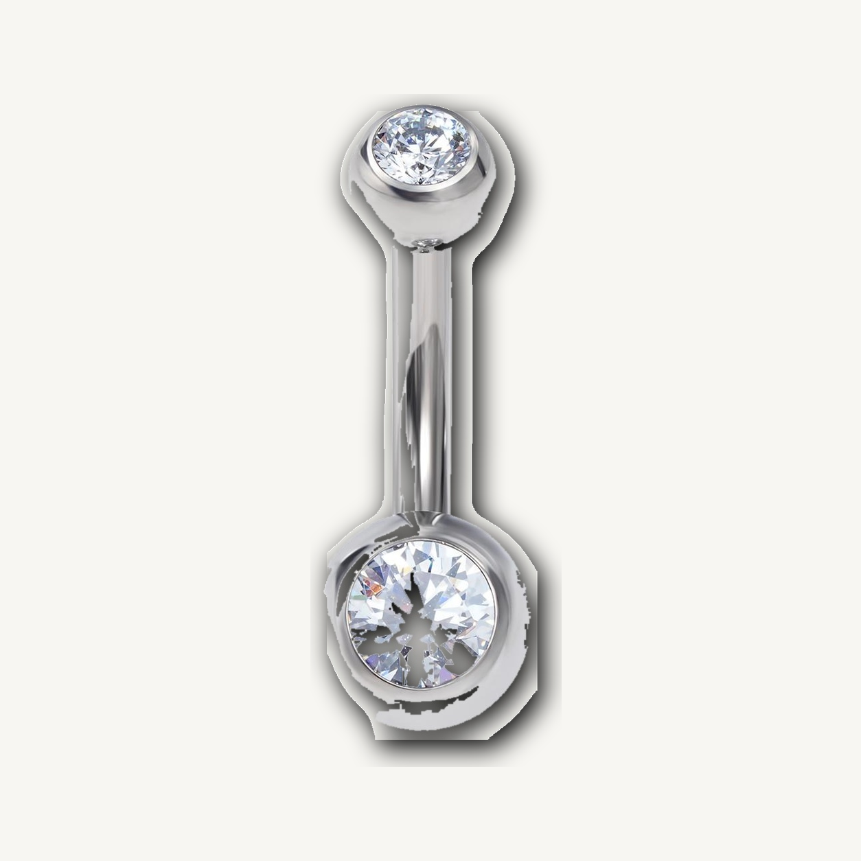 Implant Grade Titanium - Belly Button Ring - Silver - Clear CZ - 14G (1.6 x 8+4+6 mm) - product view