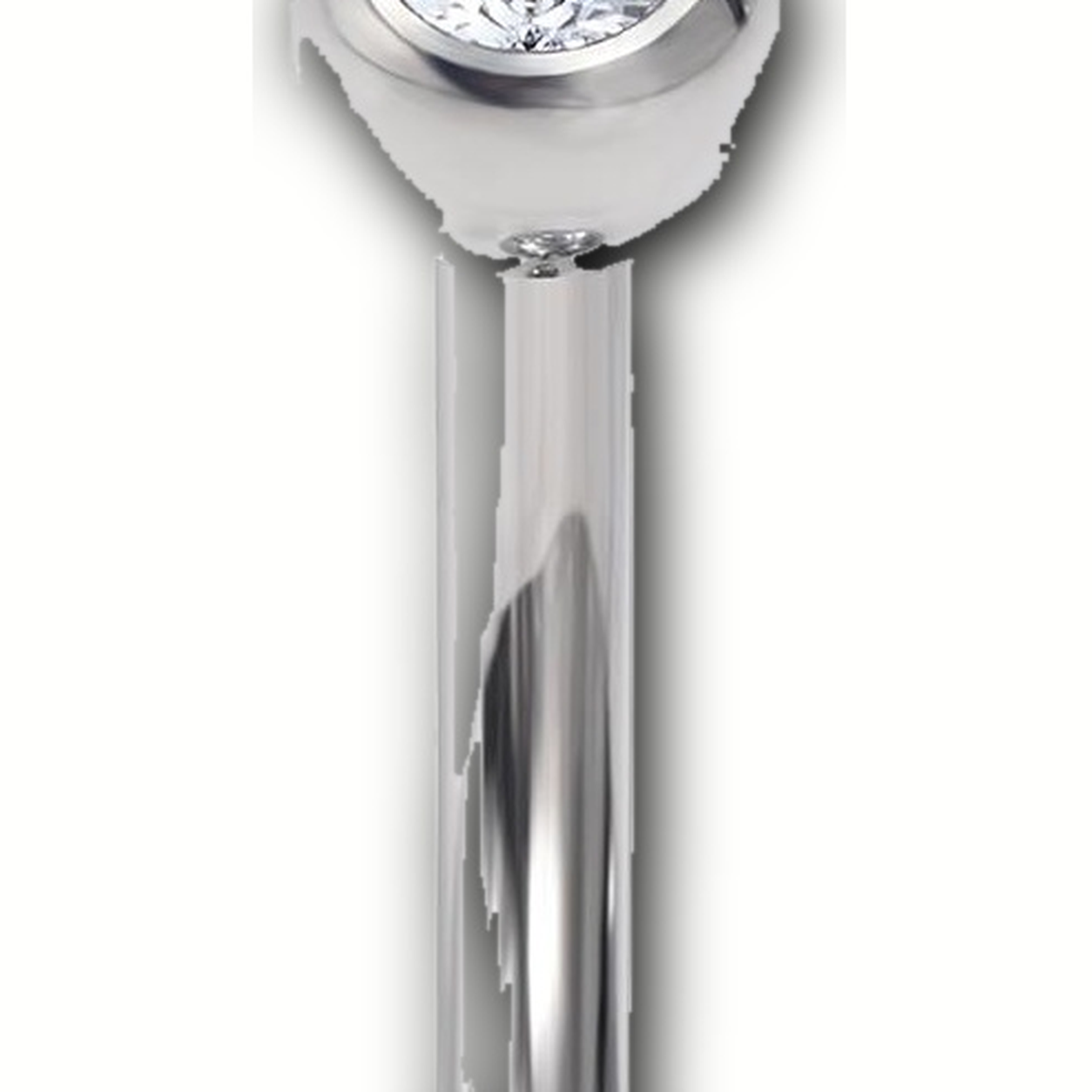 Implant Grade Titanium - Belly Button Ring - Silver - Clear CZ - 14G (1.6 x 8+4+6 mm) - detail view