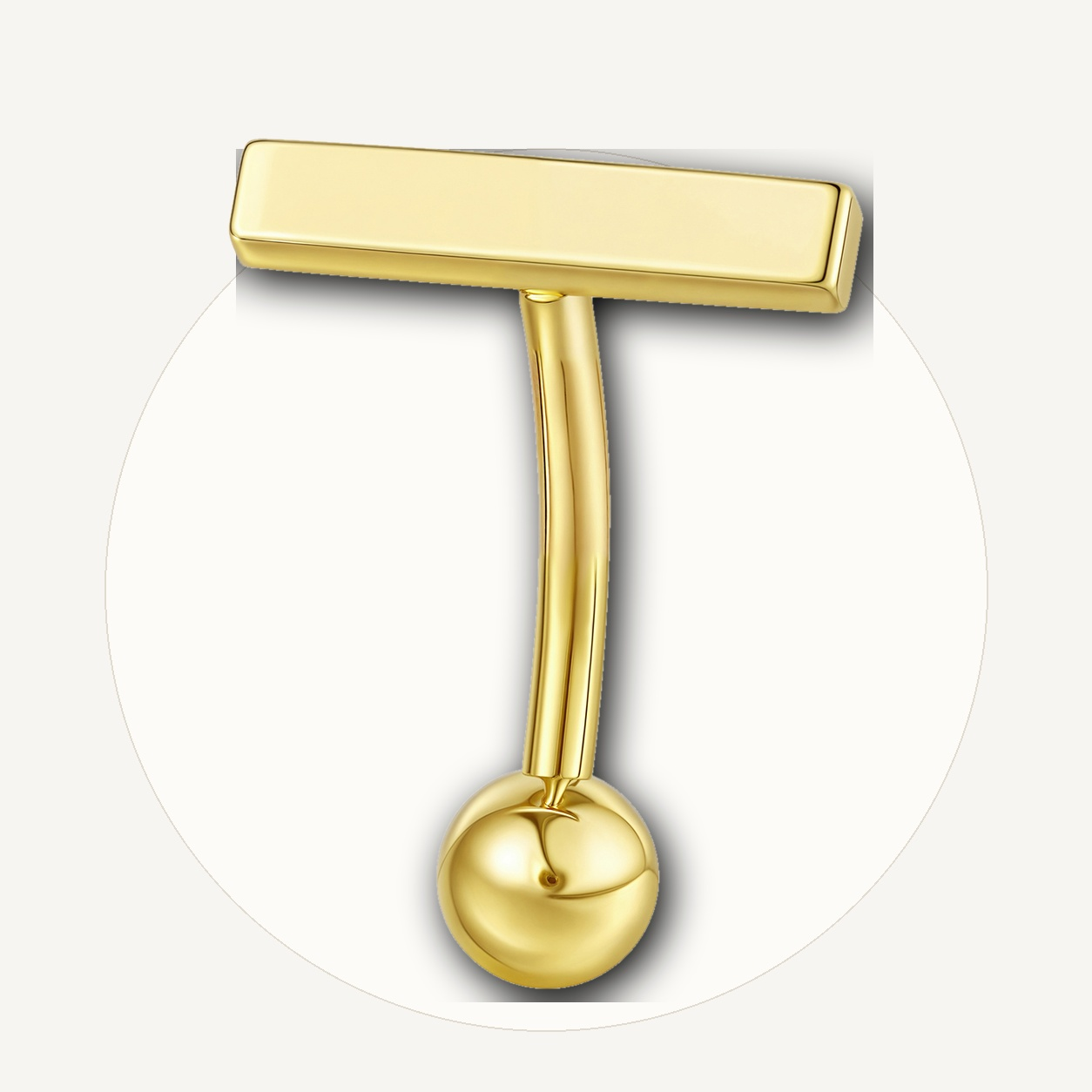 Implant Grade Titanium - Belly Button Ring - Gold - 14G (1.6 x 10+5 mm) - styling view