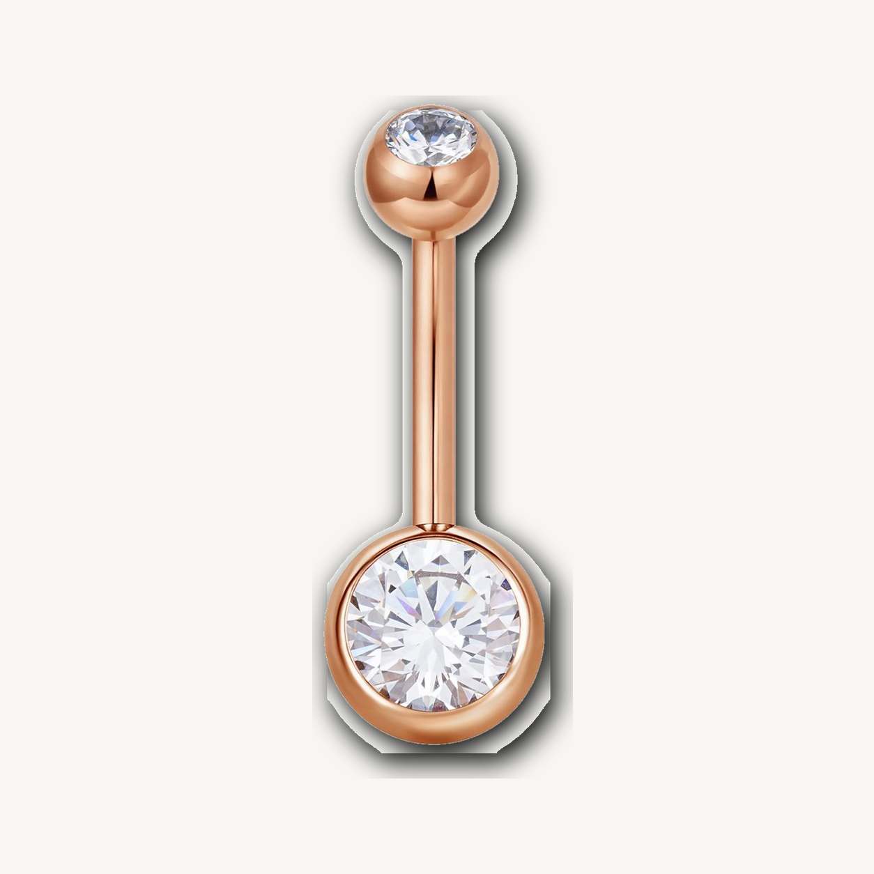 Implant Grade Titanium - Belly Button Ring - Rose Gold - Clear CZ - 14G (1.6 x 16+5+8 mm) - product view