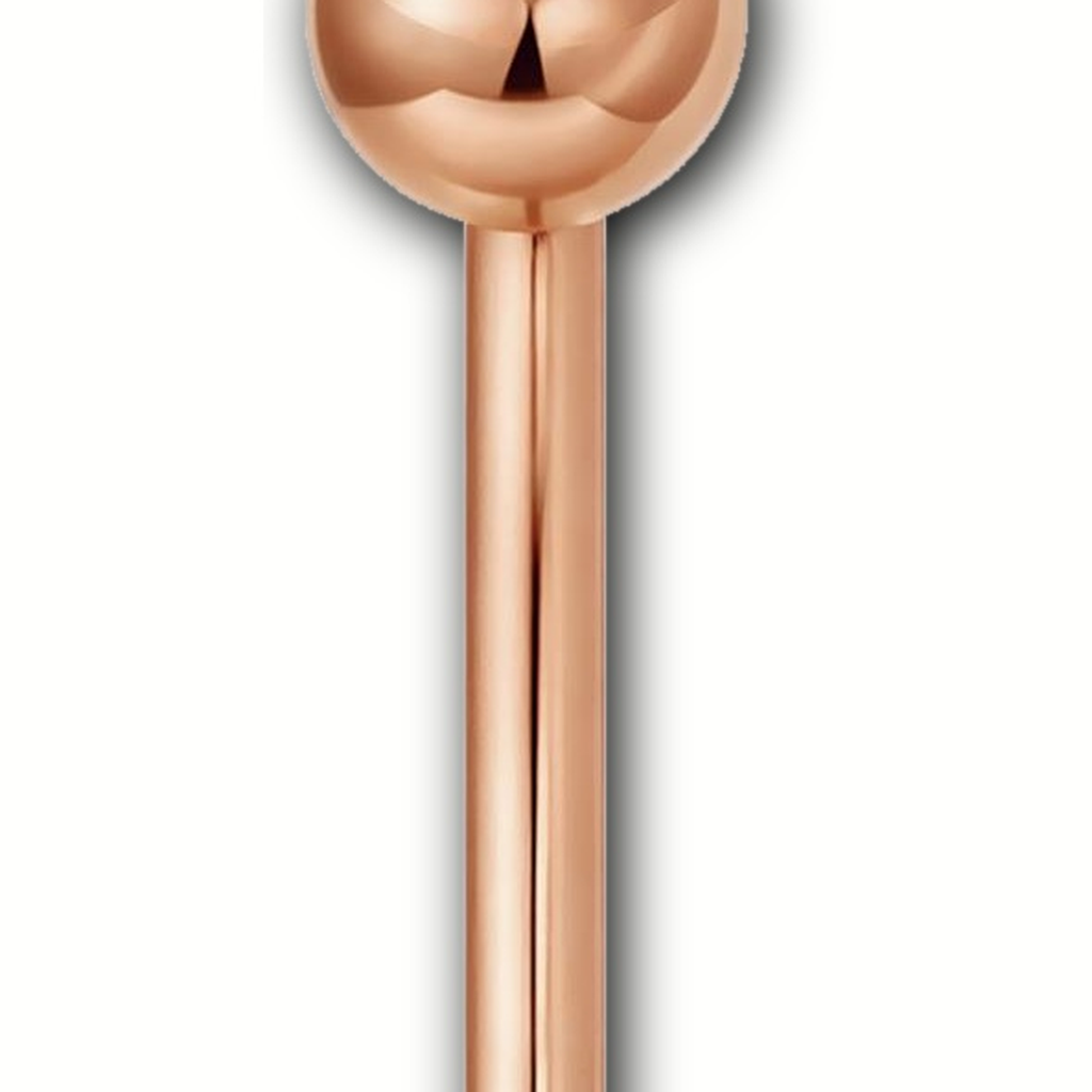 Implant Grade Titanium - Belly Button Ring - Rose Gold - Clear CZ - 14G (1.6 x 16+5+8 mm) - detail view