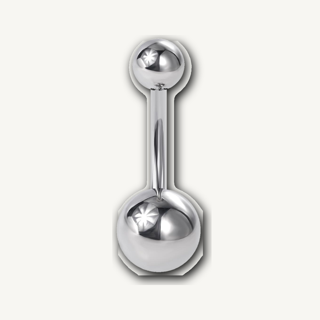 Implant Grade Titanium - Belly Button Ring - Silver - BKCZ - 14G (1.6 x 10+5+8 mm) - product view
