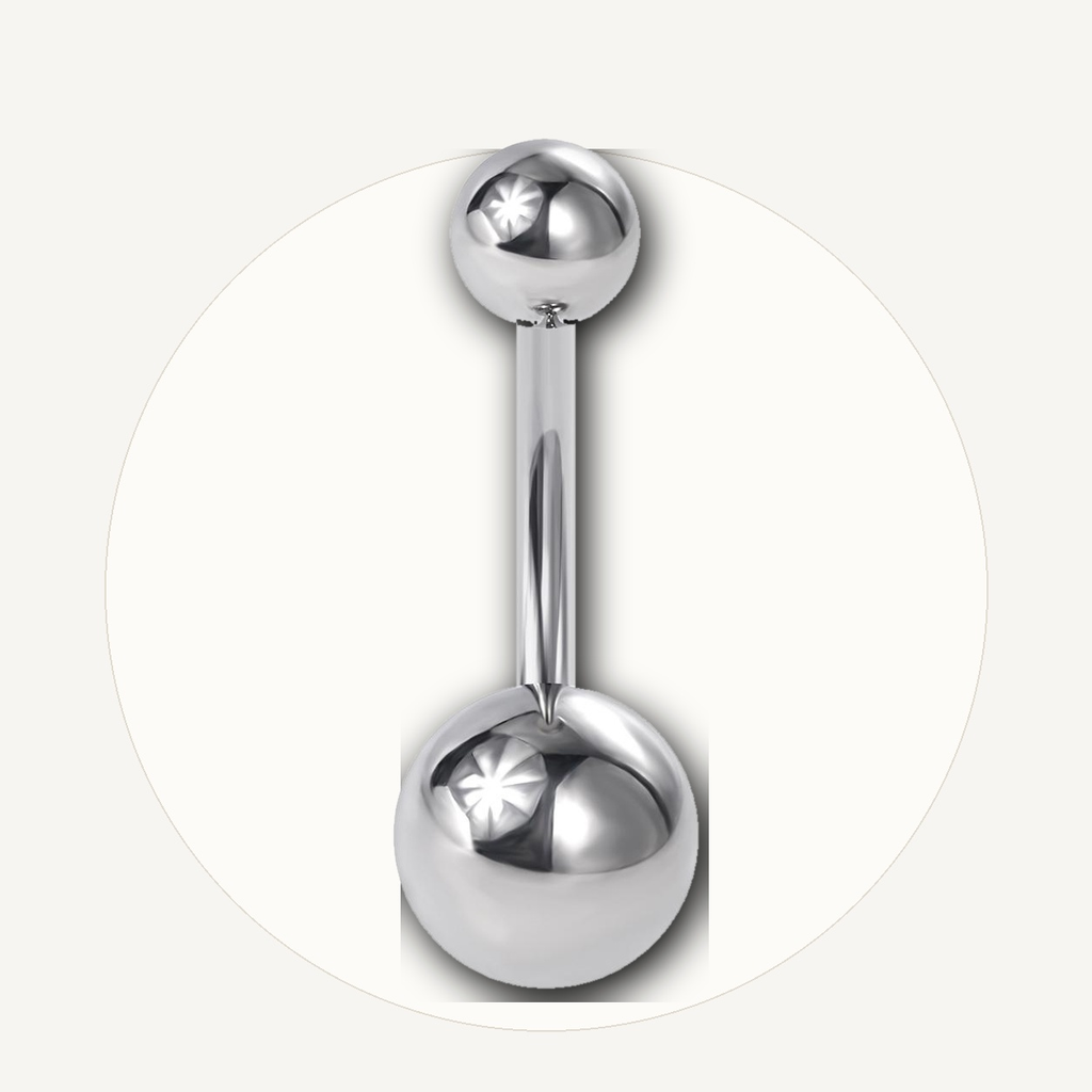 Implant Grade Titanium - Belly Button Ring - Silver - 14G (1.6 x 10+5+8 mm) - styling view