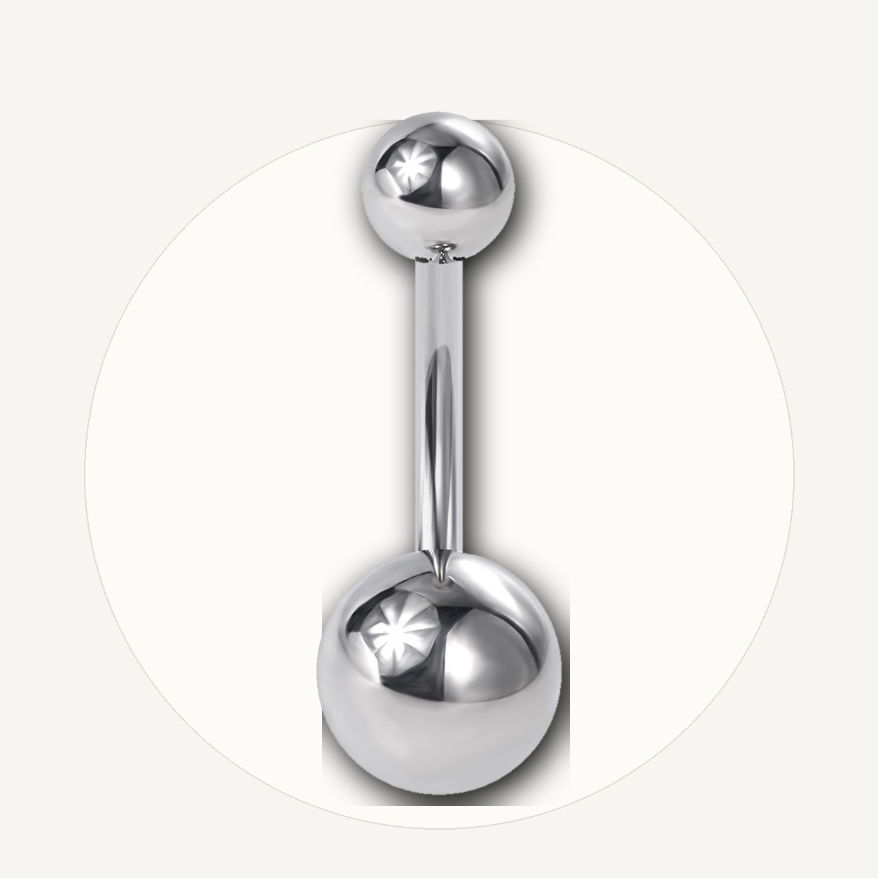 Implant Grade Titanium - Belly Button Ring - Silver - 14G (1.6 x 10+5+8 mm) - styling view