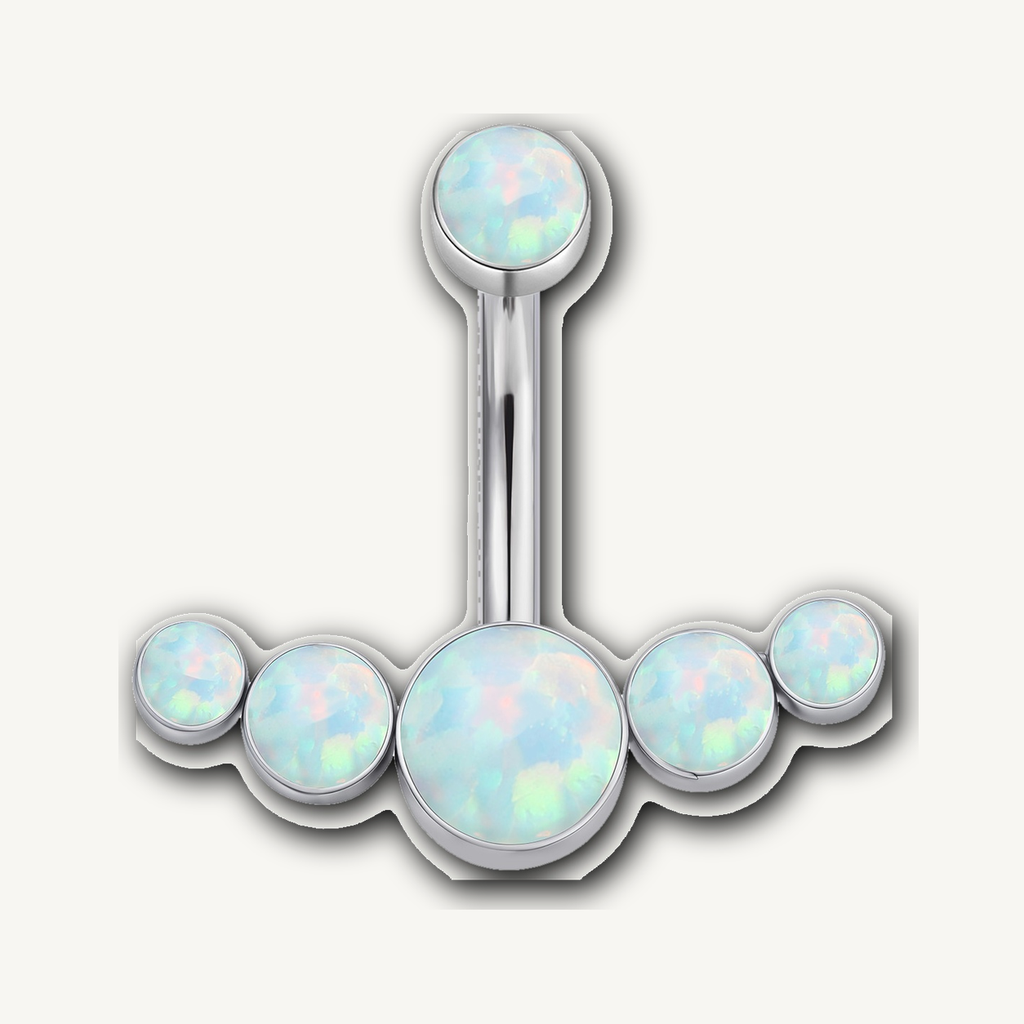 Implant Grade Titanium - Belly Button Ring - Silver - OP17 - 14G (1.6 x 10 mm) - product view
