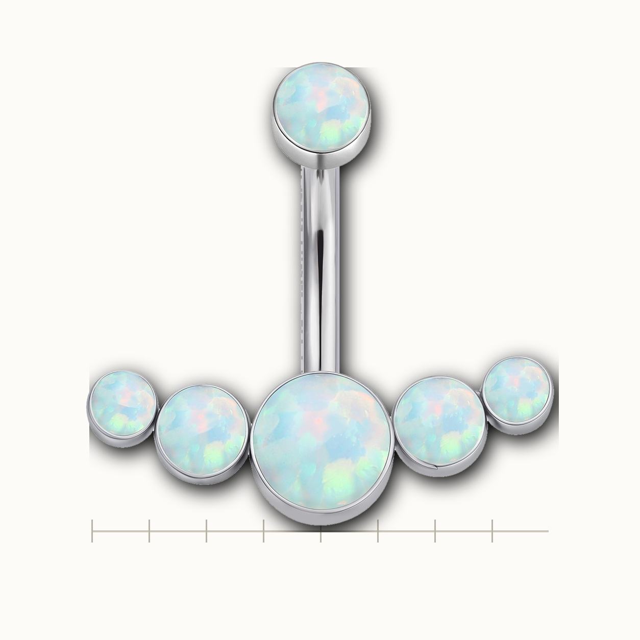 Implant Grade Titanium - Belly Button Ring - Silver - OP17 - 14G (1.6 x 10 mm) - scale view