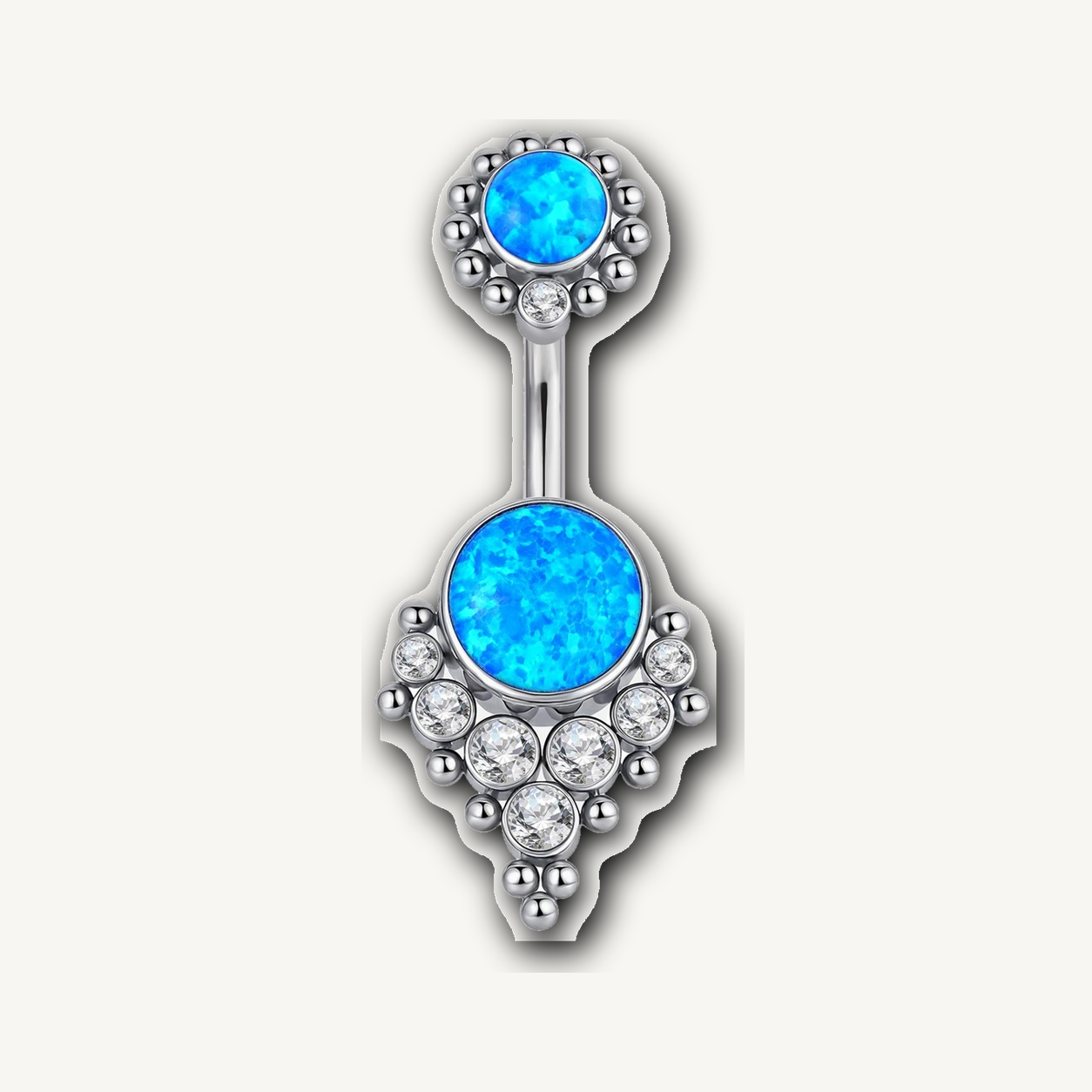 Implant Grade Titanium - Belly Button Ring - Silver - OP05 - 14G (1.6 x 10+5 mm) - product view
