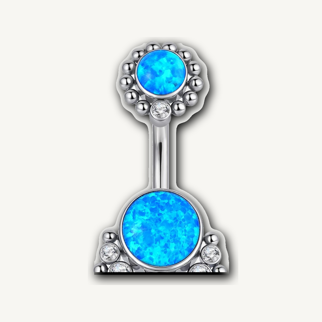Implant Grade Titanium - Belly Button Ring - Silver - OP05 - 14G (1.6 x 10+5 mm) - detail view