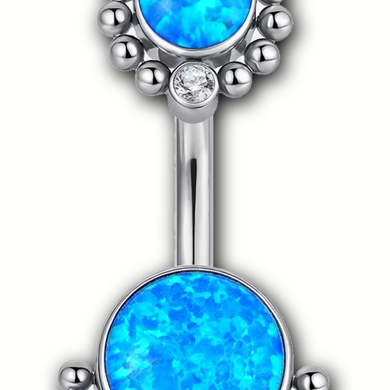 Implant Grade Titanium - Belly Button Ring - Silver - OP05 - 14G (1.6 x 10+5 mm) - detail view