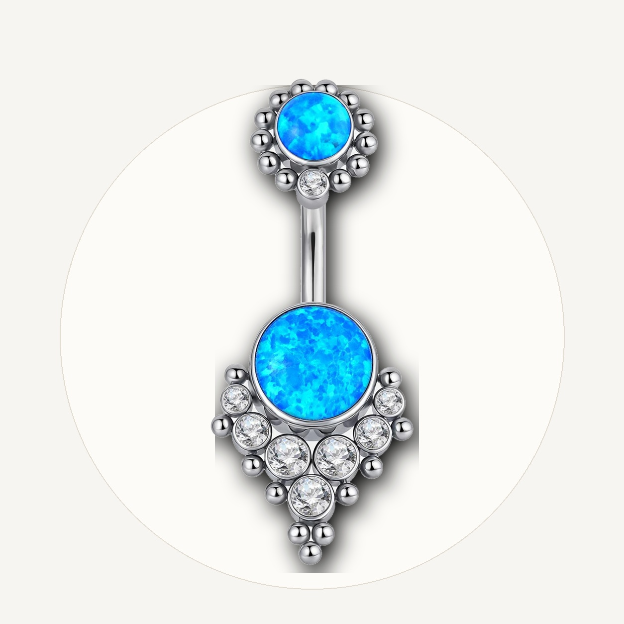 Implant Grade Titanium - Belly Button Ring - Silver - OP05 - 14G (1.6 x 10+5 mm) - styling view