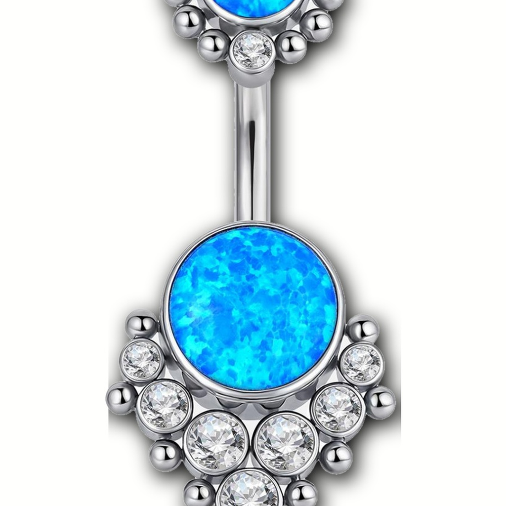 Implant Grade Titanium - Belly Button Ring - Silver - OP05 - 14G (1.6 x 10+5 mm) - detail view