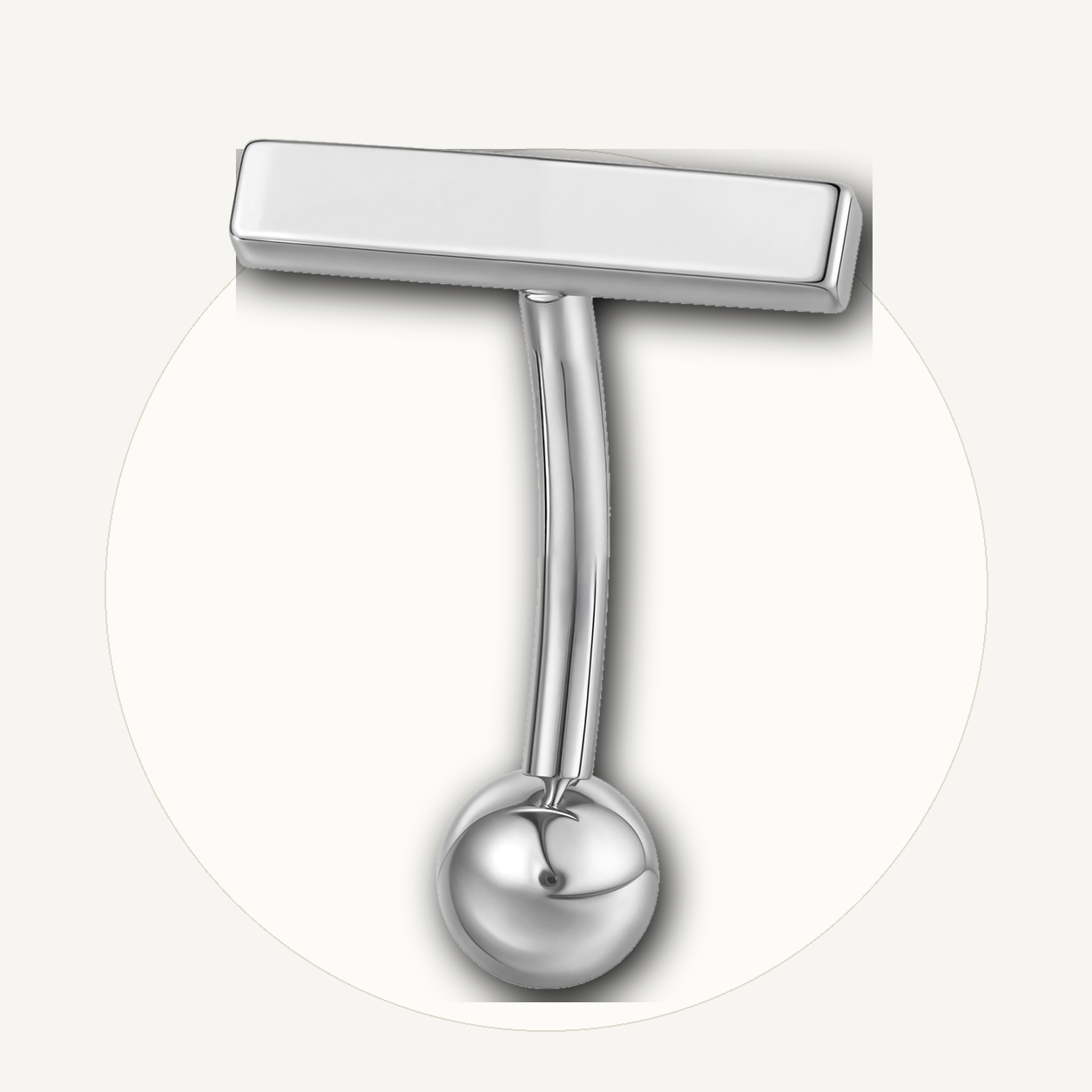 Implant Grade Titanium - Belly Button Ring - Silver - 14G (1.6 x 10+5 mm) - styling view