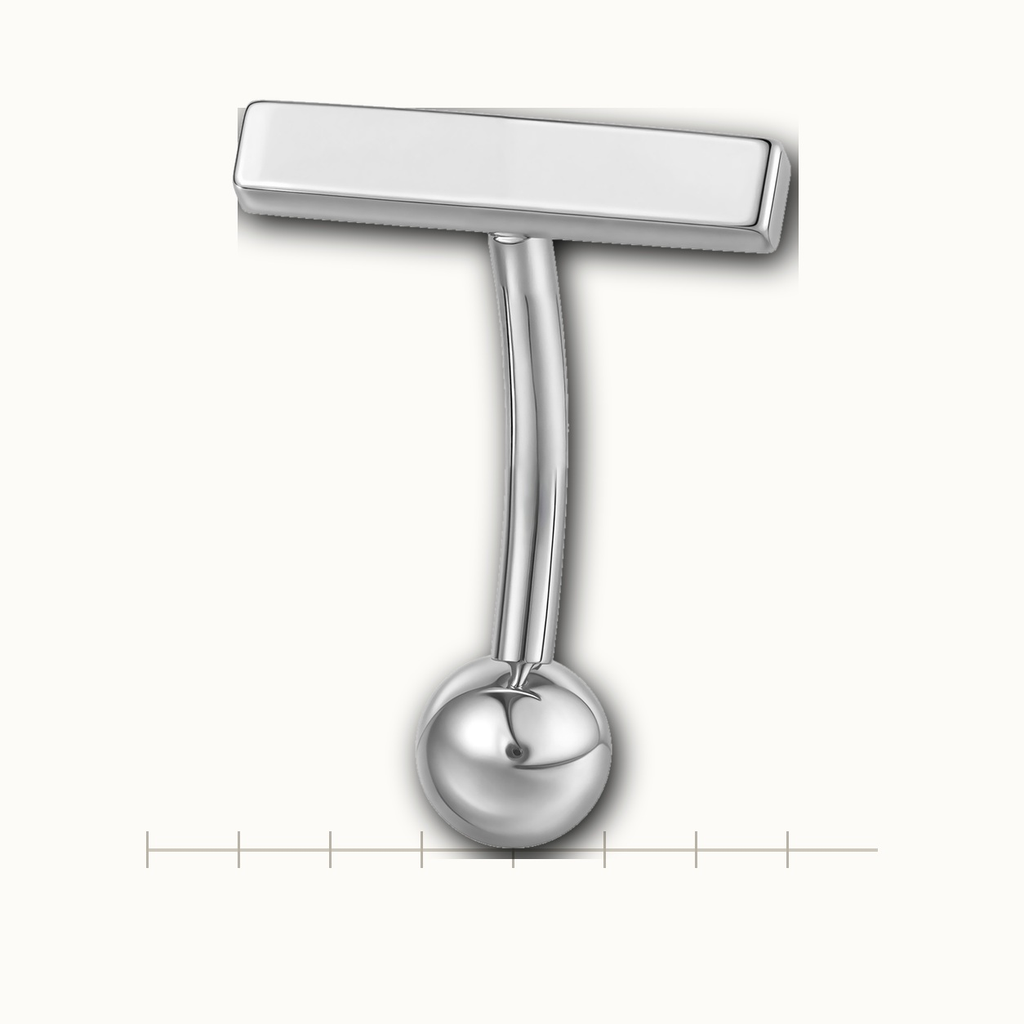 Implant Grade Titanium - Belly Button Ring - Silver - 14G (1.6 x 10+5 mm) - scale view